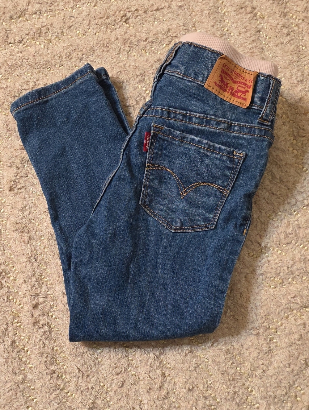 Levi's Kids Blue Denim Jeans with Pink Waist Lining